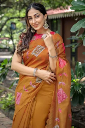 Cotton Printed Saree with Contrast Blouse