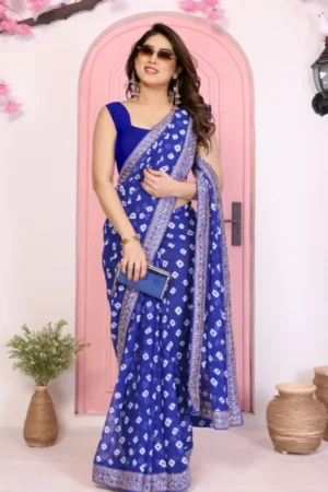 Bandhani Georgette Saree with Lace Border Ideal for Functions
