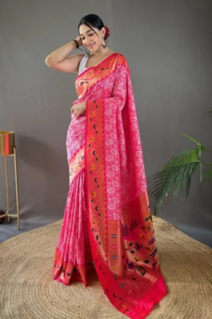 Lucknowi Paithani Silk Saree