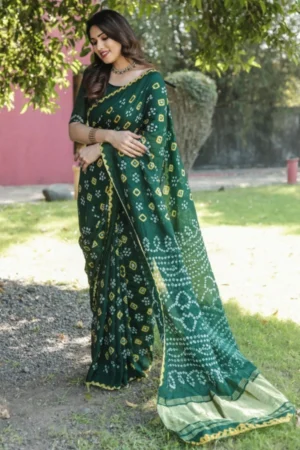 Exclusive Pure Bandhej silk saree with Zari Weaving