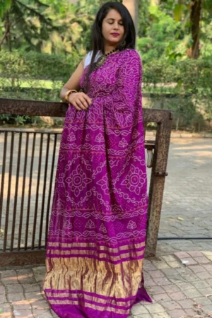 Multicolor Bandhej Tafeta Saree with Rich Pallu