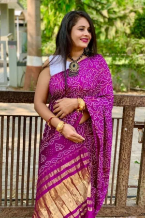 Multicolor Bandhej Tafeta Saree with Rich Pallu