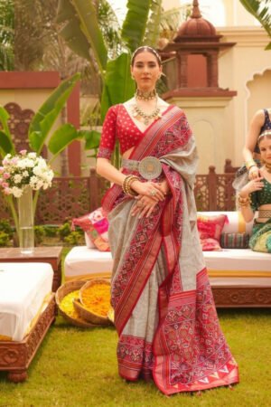 Mehendi Patola Silk Saree