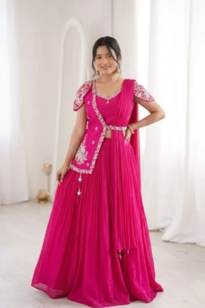 Pink Embroidery Work Lehenga Choli