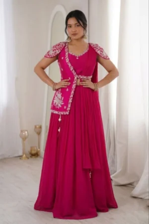 Pink Embroidery Work Lehenga Choli