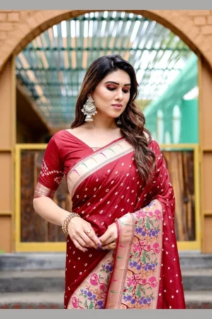 Premium Pure Bandhej silk saree with Zari Weaving