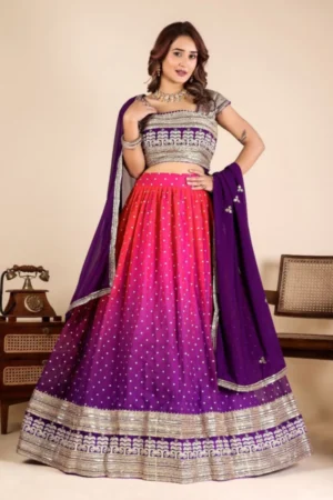 Royal Purple Lehenga with Sequins and Cording Embroidery