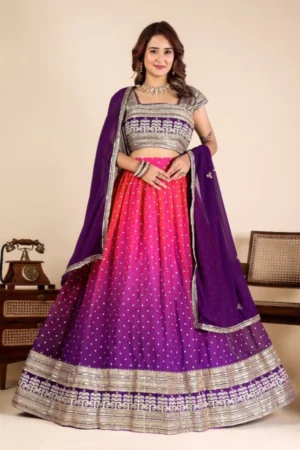 Royal Purple Lehenga with Sequins and Cording Embroidery