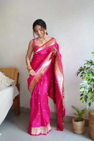 Designer Golden Zari Weaving Paithani Silk Saree
