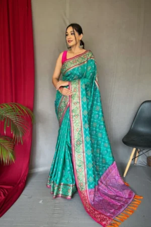 Rangeen Meenakari Patola Silk Saree