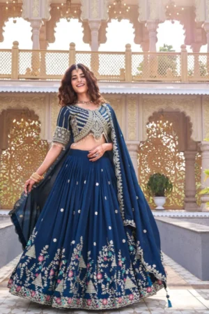 Wedding Special Vichitra Lehenga with Designer Blouse