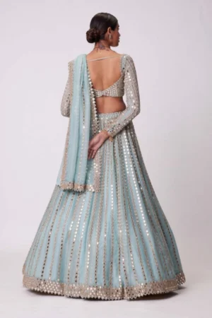 Dazzling Sky Blue Rangoli Silk Lehenga Choli