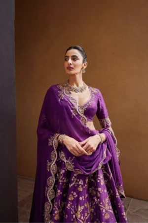 Purple Thai Silk Lehenga with Sequins Zari Work