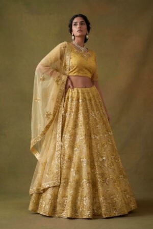 Designer Net Lehenga Choli Color Available Pink/Yellow