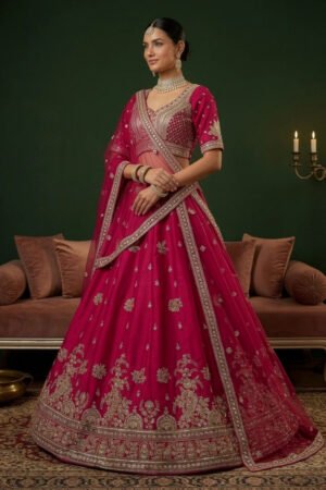 Lehenga Choli with Heavy Embroidery for Wedding Wear Colors Available Pink/Red/Orange/White