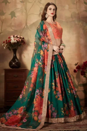 Vibrant Floral Organza Lehenga